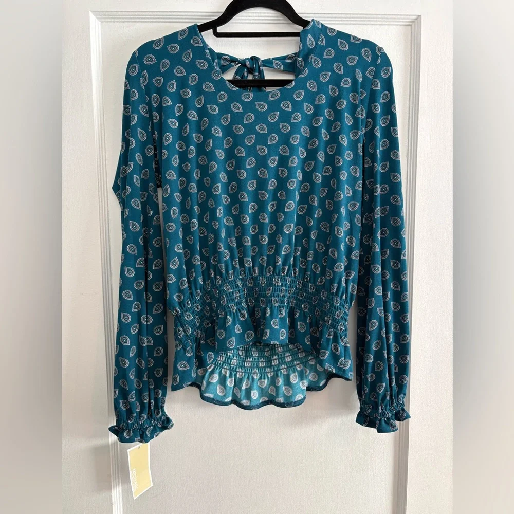 NWT Michael Kors Patterned Long Sleeve Blouse Size Medium
